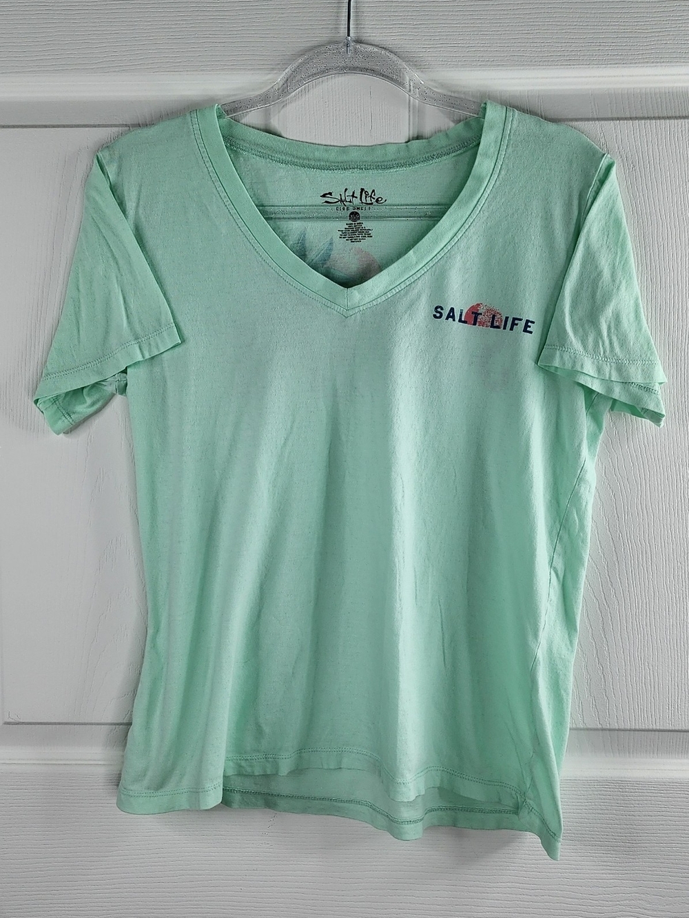 Salt Life Women’s Mint Green Graphic V-Neck Tee Shirt – Size XLG – NWOT